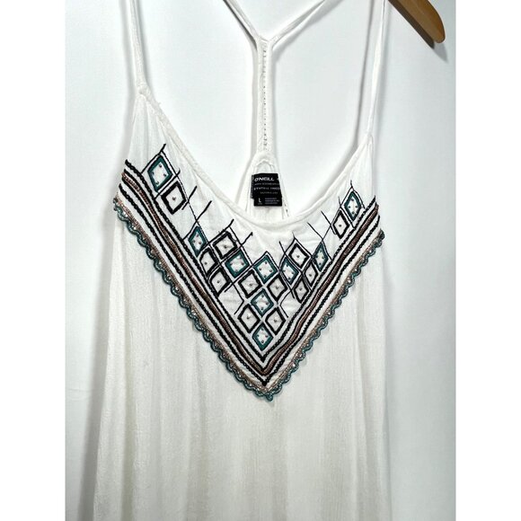 O'Neill Tank Top Embroidered Trim Racerback Tunic Tank Top Womens L Tank Top - Picture 3 of 10